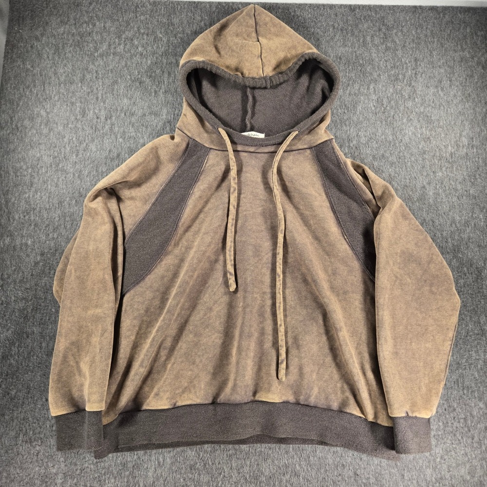 Oli and Hali Oversized Patchwork Hoodie Women's Medium Brown Patchwork Boho